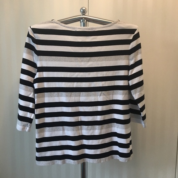 Tommy Hilfiger white black gray striped sweater buttons Size XL - Picture 2 of 6